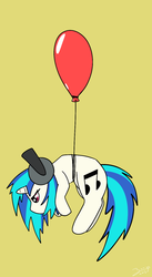 Size: 862x1568 | Tagged: safe, artist:surge-on, dj pon-3, vinyl scratch, g4, balloon, female, filly, floating, headphones, solo