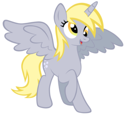 Size: 5000x4603 | Tagged: safe, artist:fedumedu, derpy hooves, alicorn, pony, g4, absurd resolution, derpicorn, female, graveyard of comments, mare, princess derpy, raised hoof, simple background, solo, this will end in tears, this will end in tears and/or death, transparent background, vector, xk-class end-of-the-world scenario