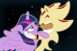 Size: 1243x829 | Tagged: safe, artist:ardonsword, twilight sparkle, alicorn, pony, g4, contest, crossover, crossover shipping, female, interspecies, love, male, mare, shadow the hedgehog, shadtwi, shipping, sonic the hedgehog, sonic the hedgehog (series), straight, super shadow, twilight sparkle (alicorn)