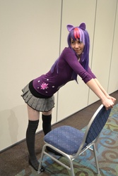Size: 3072x4608 | Tagged: safe, artist:everage, twilight sparkle, human, g4, clothes, cosplay, irl, irl human, miniskirt, photo, skirt, solo