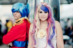 Size: 600x399 | Tagged: safe, artist:titaniaemma, princess cadance, shining armor, human, g4, cosplay, irl, irl human, otakon, otakon 2012, photo