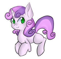 Size: 1280x1230 | Tagged: safe, artist:pyupew, sweetie belle, pony, unicorn, g4, blank flank, cute, female, filly, simple background, solo, white background