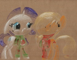 Size: 1143x896 | Tagged: safe, artist:getchanoodlewet, applejack, rarity, g4, clothes, traditional art