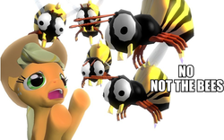 Size: 964x600 | Tagged: safe, artist:pinkie diane roosevelt phd, applejack, g4, 3d, description is relevant, donkey kong, donkey kong country, gmod, nicolas cage, nintendo, not the bees, rareware, reaction image, zinger