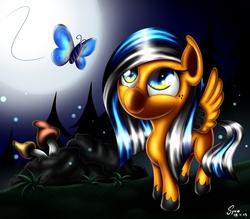 Size: 1600x1400 | Tagged: safe, artist:sycoartworks, oc, oc only, oc:skydust, butterfly, female, filly, solo