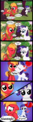 Size: 1000x3600 | Tagged: safe, artist:coltsteelstallion, big macintosh, rarity, earth pony, pony, unicorn, g4, applebucking, blushing, colt, colt big macintosh, comic, cooties, cute, duo, female, filly, filly rarity, heartbreak, kissing, macabetes, male, male and female, raribetes, ship:rarimac, shipping, shipping denied, stallion, straight, tower of pimps, younger