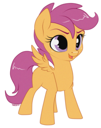 Size: 1000x1267 | Tagged: safe, artist:sugarcup, scootaloo, pegasus, pony, g4, female, filly, foal, open mouth, simple background, solo, spread wings, transparent background, wings