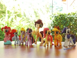 Size: 2000x1500 | Tagged: safe, artist:deathpwny, applejack, derpy hooves, fluttershy, pinkie pie, rainbow dash, rarity, twilight sparkle, oc, oc:canni soda, pegasus, pony, g4, 3d print, female, mare