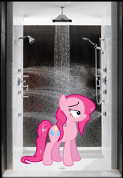 Size: 675x973 | Tagged: safe, pinkie pie, g4, irl, photo, ponies in real life, shower, solo, wet, wet fur, wet mane