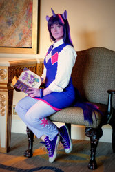 Size: 800x1200 | Tagged: safe, artist:admantius, twilight sparkle, human, g4, bodypaint, cosplay, irl, irl human, photo, solo