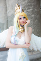 Size: 1024x1536 | Tagged: safe, artist:hiems214, princess celestia, human, g4, cleavage, cosplay, female, irl, irl human, photo, solo