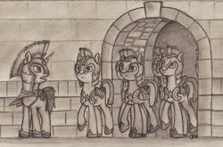 Size: 1024x676 | Tagged: safe, artist:artofcanterlot, oc, royal guard, traditional art