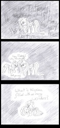 Size: 1150x2458 | Tagged: safe, artist:crade, fluttershy, pinkie pie, g4, comforting, crying, female, lesbian, monochrome, sad, ship:flutterpie, shipping