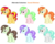Size: 2625x2116 | Tagged: safe, artist:pika-robo, artist:vector-brony, aqua blossom, drama letter, golden hazel, paisley, sophisticata, sunset shimmer, watermelody, pony, equestria girls, g4, alternate clothes, background human, equestria girls ponified, palette swap, ponified, recolor, simple background, transparent background, vector