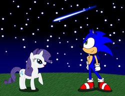 Size: 1017x786 | Tagged: safe, artist:shadow051, rarity, g4, crossover, crossover shipping, interspecies, love, rarisonic, shipping, shooting star, sonic the hedgehog, sonic the hedgehog (series)