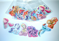 Size: 1024x717 | Tagged: safe, artist:aylastardragon, applejack, fluttershy, pinkie pie, rainbow dash, rarity, twilight sparkle, g4, photo, sticker