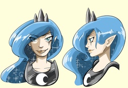 Size: 3531x2445 | Tagged: safe, artist:smilingdogz, princess luna, human, g4, elf ears, female, humanized, solo