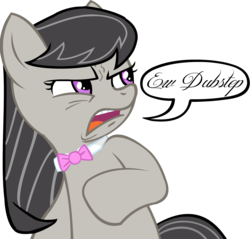 Size: 2335x2235 | Tagged: safe, artist:bobarella, octavia melody, earth pony, pony, g4, dubstep, ew gay, eww, female, frown, glare, mare, meme, open mouth, simple background, solo, transparent background