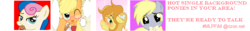 Size: 728x90 | Tagged: safe, applejack, bon bon, braeburn, derpy hooves, sweetie drops, pegasus, pony, g4, /mlp/, advertisement, female, irc, mare