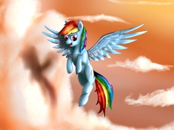 Size: 3200x2400 | Tagged: safe, artist:azgamerman, rainbow dash, g4, cloud, cloudy, female, solo, sunset