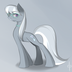 Size: 800x802 | Tagged: safe, artist:dream-phoenix, silver spoon, earth pony, pony, g4, female, glasses, jewelry, long legs, looking at you, mare, necklace, older, older silver spoon, smiling, solo