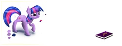 Size: 3500x1348 | Tagged: safe, artist:akurion, twilight sparkle, pony, unicorn, fanfic:national geographic presents: big princess week, g4, book, bookhorse, chest fluff, ear fluff, fanfic, fanfic art, fanfic cover, female, fluffy, hoof fluff, horn, mare, purple eyes, raised hoof, simple background, solo, unicorn twilight, white background
