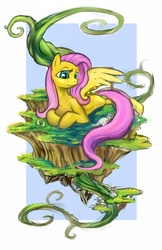 Size: 652x1008 | Tagged: safe, artist:halley-valentine, angel bunny, fluttershy, g4, dirt cube, female, solo, surreal