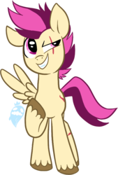 Size: 480x711 | Tagged: safe, artist:deerspit, oc, oc only, oc:crackpot, pegasus, pony, scar, solo