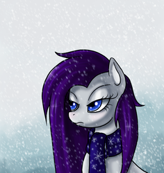 Size: 977x1036 | Tagged: safe, artist:myhysteria, oc, oc only, oc:ice rain, clothes, scarf, snow, snowfall, solo