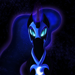 Size: 1286x1300 | Tagged: safe, artist:myhysteria, nightmare moon, g4, female, magic, solo