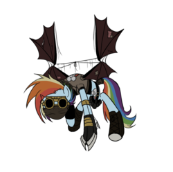 Size: 1000x996 | Tagged: safe, artist:myhysteria, rainbow dash, g4, artificial wings, augmented, clothes, female, goggles, mechanical wing, solo, steampunk, wings