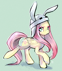 Size: 1085x1241 | Tagged: safe, artist:isfirts, fluttershy, g4, bunny ears, female, hat, heart eyes, solo