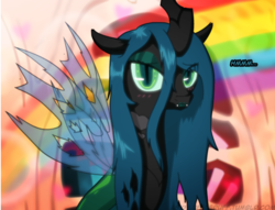 Size: 650x496 | Tagged: safe, artist:mixermike622, queen chrysalis, changeling, changeling queen, g4, female, rainbow, solo, stupid sexy chrysalis