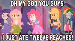 Size: 631x344 | Tagged: safe, edit, edited screencap, screencap, applejack, fluttershy, pinkie pie, rainbow dash, rarity, equestria girls, g4, my little pony equestria girls, image macro, meme, pinkie has a crazy idea