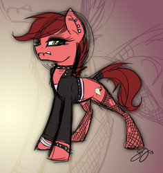 Size: 1280x1354 | Tagged: safe, artist:probablyfakeblonde, oc, oc only, collar, fishnet stockings, punk, solo