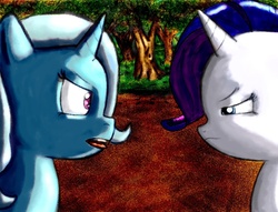 Size: 1024x783 | Tagged: safe, artist:chaosdrop, rarity, trixie, g4