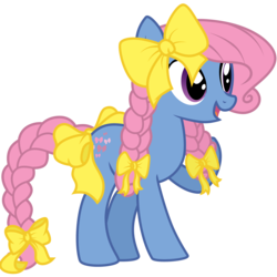 Size: 3000x3000 | Tagged: safe, artist:sunley, bow tie (g1), earth pony, pony, g1, g4, bow, braid, braided tail, female, g1 to g4, generation leap, hair bow, mare, simple background, solo, tail bow, transparent background, vector
