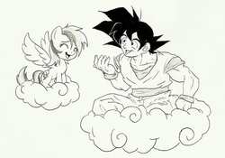 Size: 900x631 | Tagged: safe, artist:joelashimself, rainbow dash, g4, crossover, dragon ball, dragon ball z, male, son goku