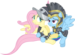 Size: 5500x4042 | Tagged: safe, artist:vectorvector, commander hurricane, fluttershy, private pansy, rainbow dash, pegasus, pony, g4, absurd resolution, flying, lidded eyes, simple background, spread wings, transparent background, vector, wings