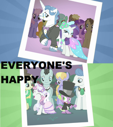 Size: 640x716 | Tagged: safe, edit, edited screencap, screencap, amethyst star, bruce mane, carrot top, cloud kicker, coco crusoe, doctor whooves, fancypants, fine line, golden harvest, lyra heartstrings, maxie, orion, rainbowshine, rarity, shooting star (g4), sparkler, spike, sweetie belle, time turner, earth pony, pony, a canterlot wedding, g4, ship:raripants, ship:spikebelle, shipping