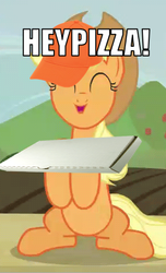 Size: 301x495 | Tagged: safe, applejack, g4, female, pizza, solo, teen titans go