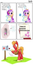Size: 1100x2178 | Tagged: safe, artist:mysticalpha, edit, big macintosh, fluttershy, princess cadance, earth pony, pony, g4, comic, fluttershy's letter, male, meme, stallion, this will end in pain, yo mama