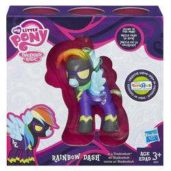 Size: 1000x1000 | Tagged: safe, rainbow dash, g4, official, brushable, clothes, female, irl, multilingual packaging, photo, shadowbolt dash, shadowbolts, shadowbolts costume, toy