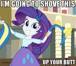 Size: 400x350 | Tagged: safe, edit, edited screencap, screencap, rarity, human, equestria girls, g4, my little pony equestria girls, caption, female, image macro, implied anal insertion, implied insertion, solo, text