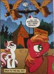 Size: 394x542 | Tagged: safe, idw, official comic, big macintosh, fast recovery, fleetfoot, nurse redheart, paraheal, earth pony, pegasus, pony, g4, zen and the art of gazebo repair, spoiler:comic, spoiler:comic09, background pony, bandage, butt, clothes, female, flying, heart, male, mare, plot, ship:fleetmac, shipping, stallion, straight, uniform, wonderbolts uniform