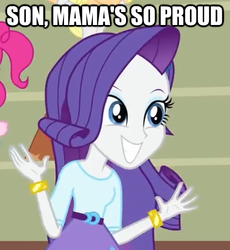 Size: 478x520 | Tagged: safe, edit, edited screencap, screencap, rarity, equestria girls, g4, my little pony equestria girls, cropped, happy, image macro, mother, solo focus