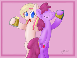 Size: 4000x3000 | Tagged: safe, artist:icy wings, berry punch, berryshine, oc, pony, g4, bipedal, cider, drink, drinking, meghan mccarthy, mug, standing