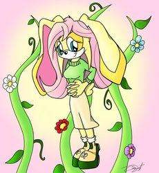 Size: 857x933 | Tagged: safe, artist:cresentbladedbrony, fluttershy, anthro, g4, clothes, female, solo, sonic the hedgehog (series), sonicified, species swap, style emulation, sweater, sweatershy