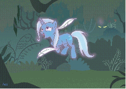 Size: 750x531 | Tagged: dead source, safe, artist:fr-13, artist:rgevskiy, trixie, twilight sparkle, pony, unicorn, g4, animated, cute, endless tickling, everfree forest, eyes closed, feather, female, laughing, levitation, magic, mare, open mouth, punishment, smiling, telekinesis, tickle torture, tickling