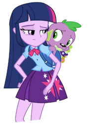Size: 402x488 | Tagged: safe, spike, twilight sparkle, dog, equestria girls, g4, backpack, dash for the crown, duo, equestria girls prototype, game, simple background, spike the dog, transparent background, vector
